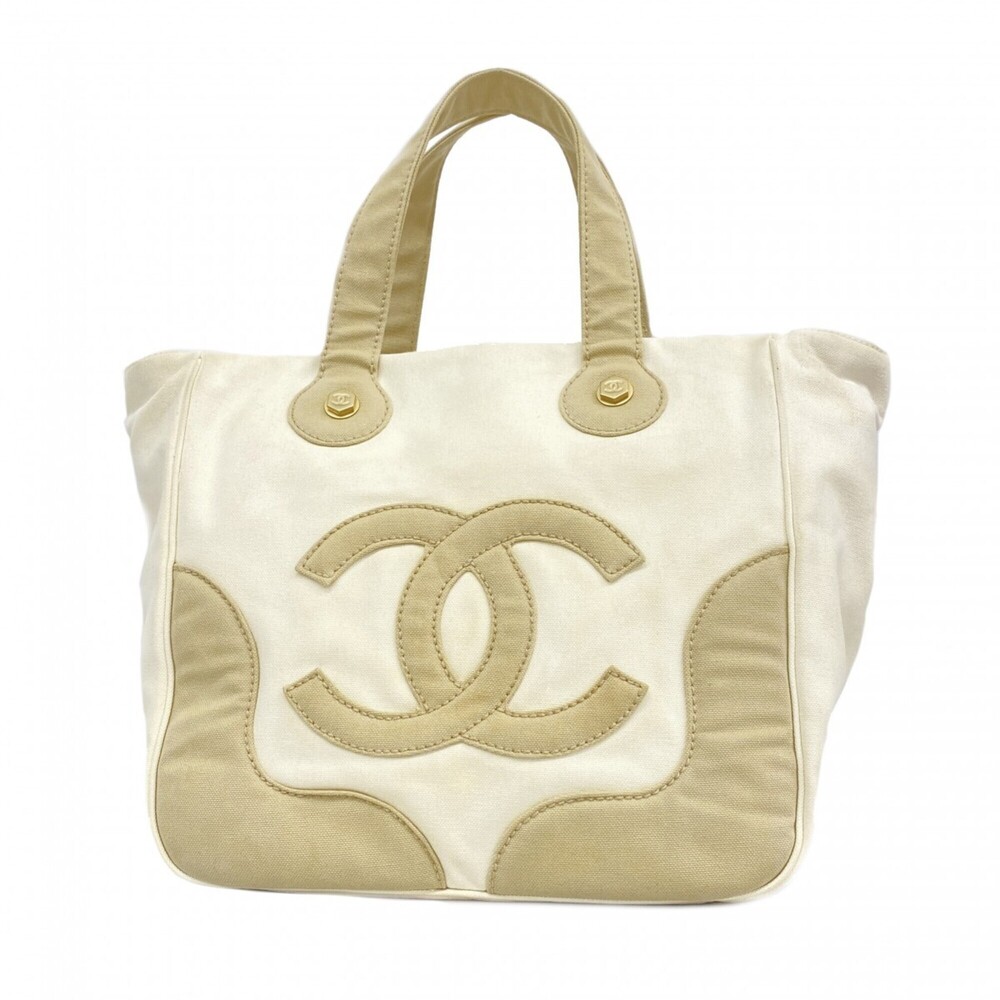 Chanel Marshmallow Canvas Tote Bag, White, Women's